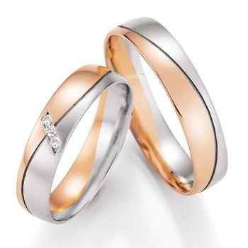 Nowotny-Collection Ruesch Trauringe Weiss-Rotgold 66/43090-045 + 66/43100-045